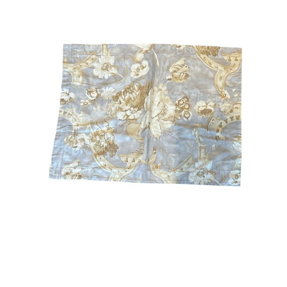 Ralph Lauren Set Of 2 Floral Print Cotton Pillowcase Beige & Blue Vintage Style - Picture 2 of 7
